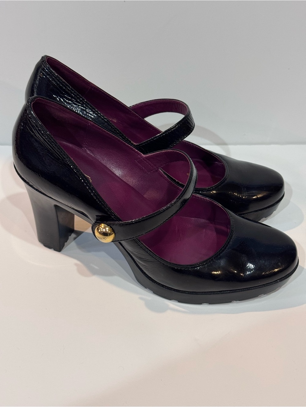 Coach Lilas patent leather platform Mary Jane heels size 9B